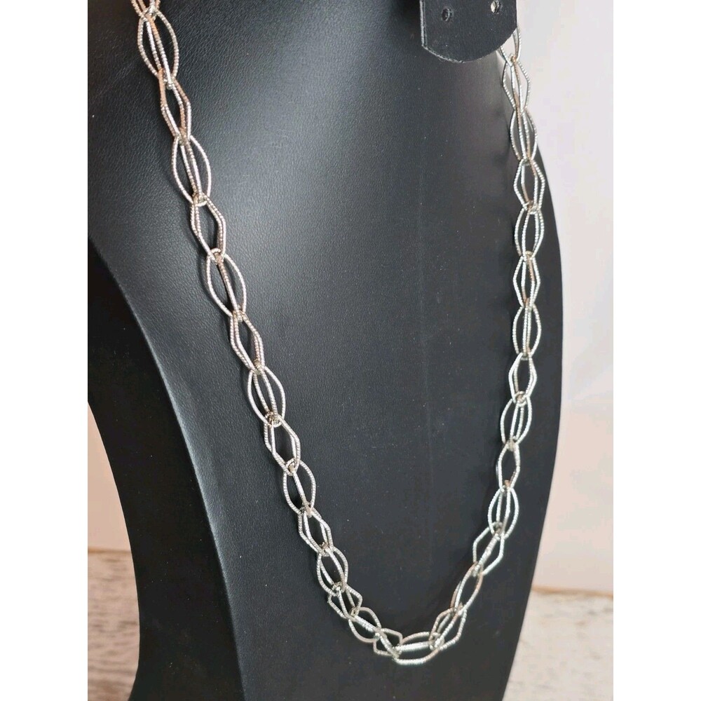 Dainty Sparkly Link Necklace Silver Tone Lightweight 20 Inch Minimalist Chain